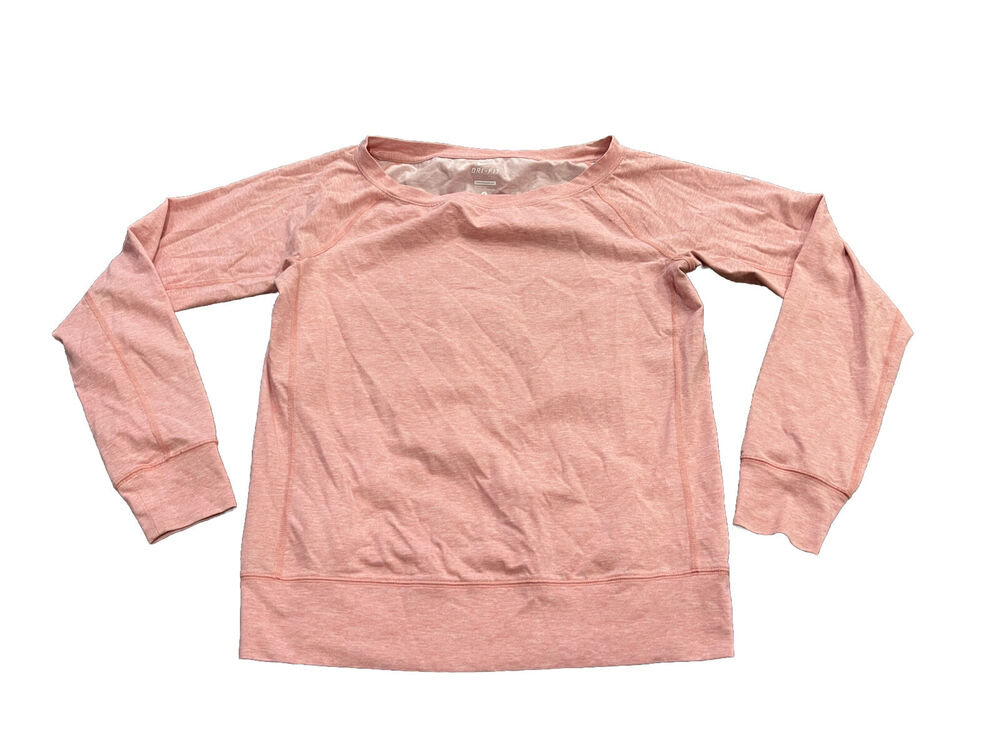 Nike Womens Pink Dri Fit Athletic Workout Pullover Long Sleeve Tee Size S 450777